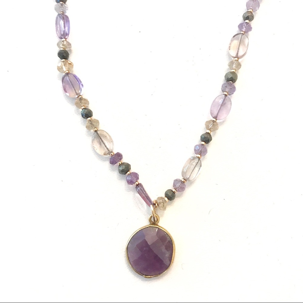 Amethyst Pyrite Citrine Necklace